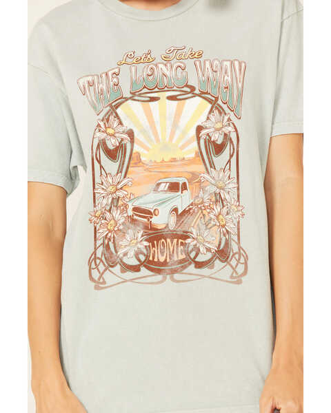 Image #3 - Youth in Revolt Women's The Long Way Short Sleeve Graphic Tee, Teal, hi-res