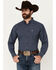 Image #1 - Ariat Men's Prestcot Windowpane Plaid Print Long Sleeve Performance Shirt - Big, Navy, hi-res