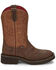 Image #2 - Justin Women's Starlina Western Boots - Broad Square Toe, Brown, hi-res