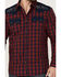 Image #3 - Moonshine Spirit Men's Jefferson Small Plaid Embroidered Long Sleeve Snap Western Shirt , Red, hi-res
