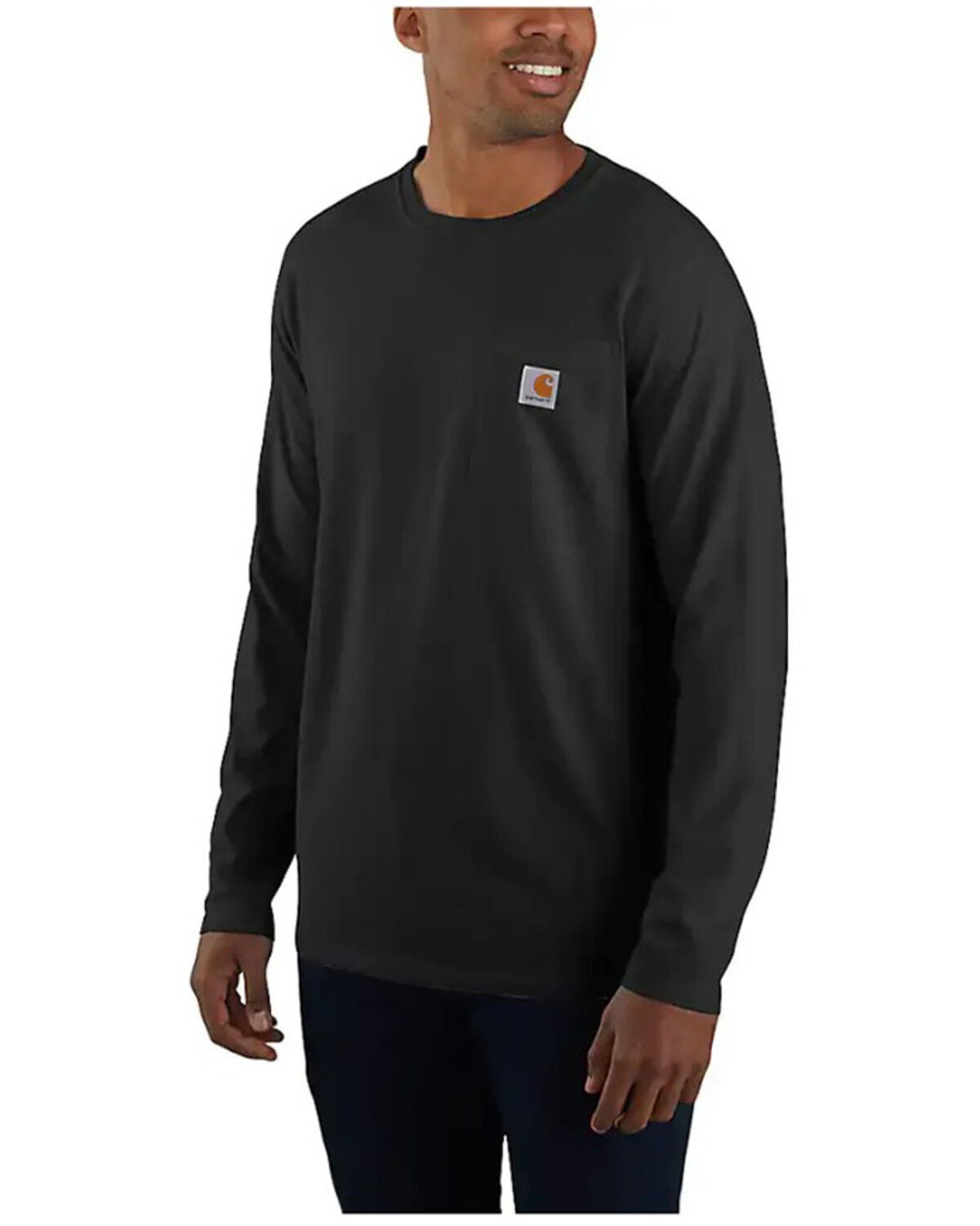 Image #1 - Carhartt Men's Force Relaxed Fit Midweight Long Sleeve Pocket T-Shirt - Big, Black, hi-res