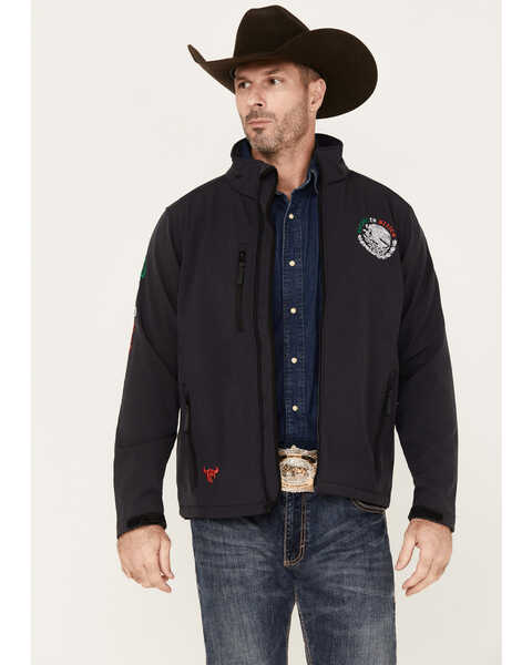 Image #1 - Cowboy Hardware Men's Nacido En Mexico Logo Softshell Jacket, Grey, hi-res