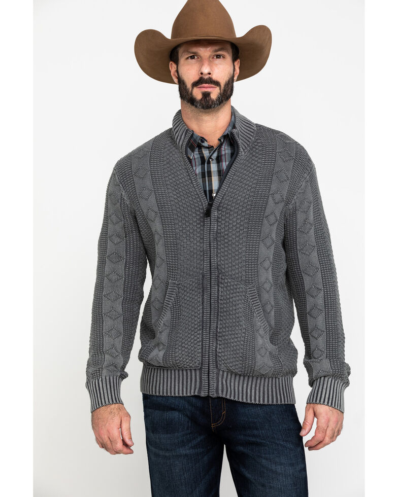 Moonshine Spirit Men's Dearpoint Full Zip Cable Knit Sweatshirt , Charcoal, hi-res