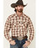 Outback Trading Co. Men's Brown Logan Performance Plaid Long Sleeve Western Flannel Shirt, Brown, hi-res