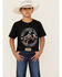 Image #1 - Cowboy Hardware Boys' Neon Built Cowboy Tough Short Sleeve Graphic T-Shirt, Black, hi-res