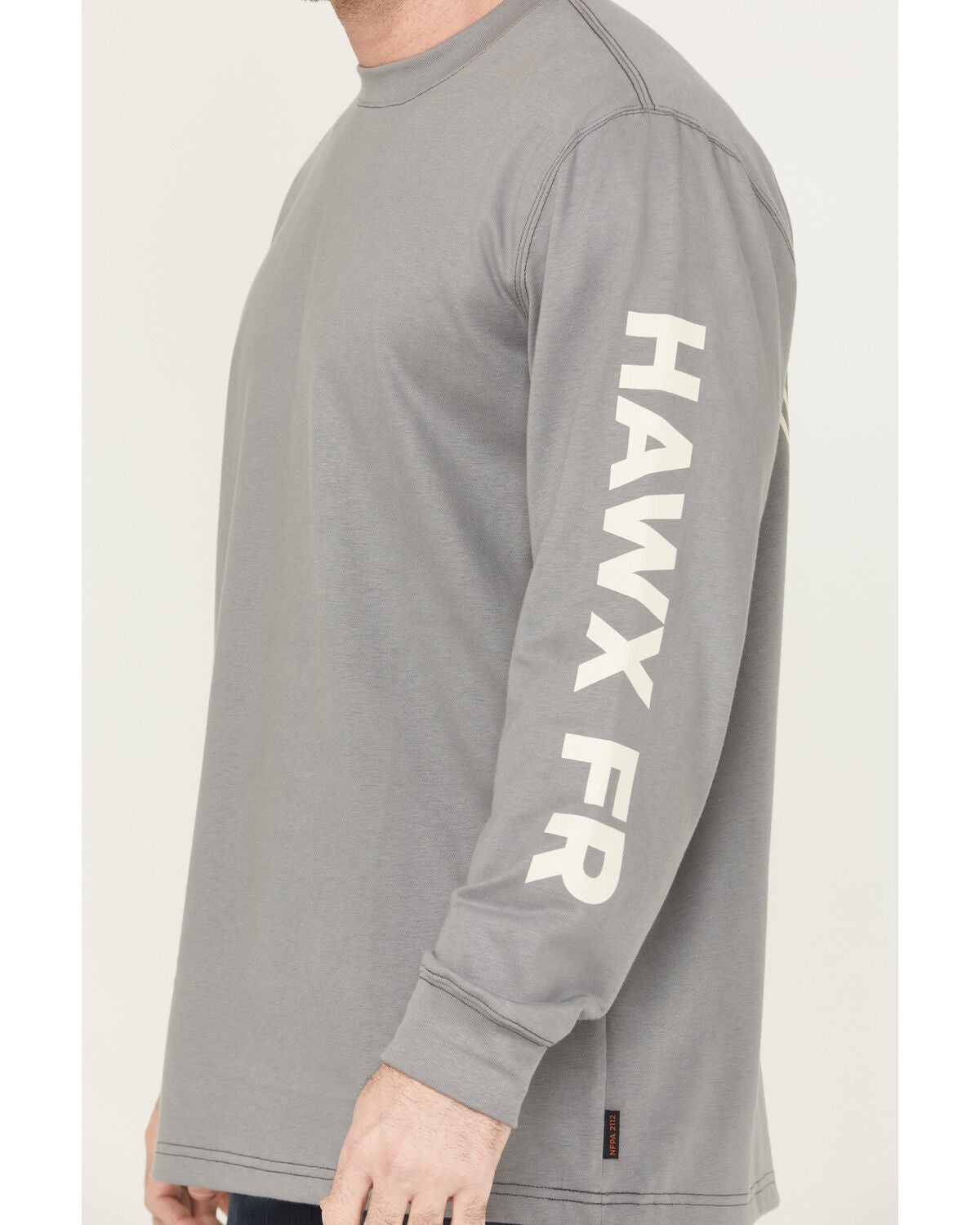 Image #3 - Hawx Men's FR Hawk Long Sleeve Graphic Work Shirt, Light Grey, hi-res