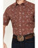 Image #3 - Roper Men's West Made Paisley Print Short Sleeve Snap Western Shirt, Burgundy, hi-res