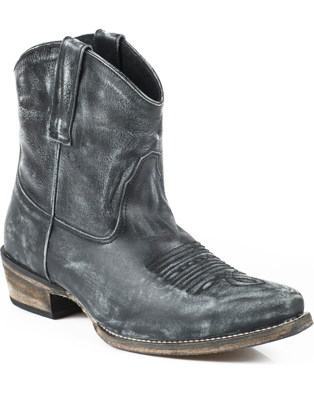 Image #1 - Roper Women's Dusty Distressed Booties - Snip Toe, Black, hi-res