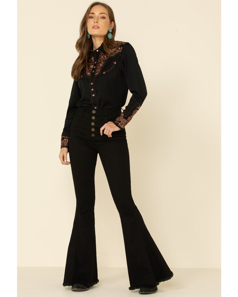 scully floral embroidered western shirt