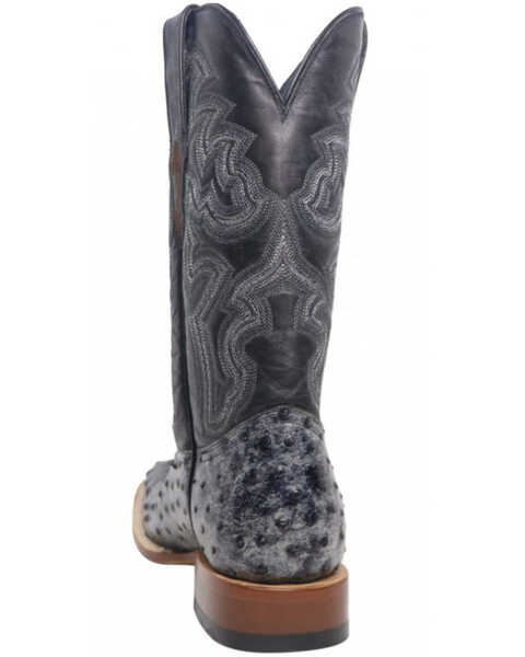 Tanner Mark Men's Ostrich Print Western Boots - Wide Square Toe, Black, hi-res