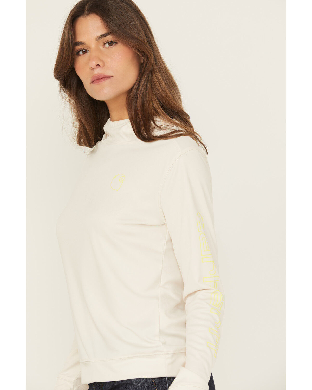 Image #2 - Carhartt Women's Force® Sun Defender™ Lightweight Long Sleeve Hooded Graphic Work Shirt, White, hi-res