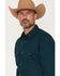Image #2 - Gibson Trading Co Men's Basic Solid Long Sleeve Pearl Snap Western Shirt - Big, Dark Teal, hi-res