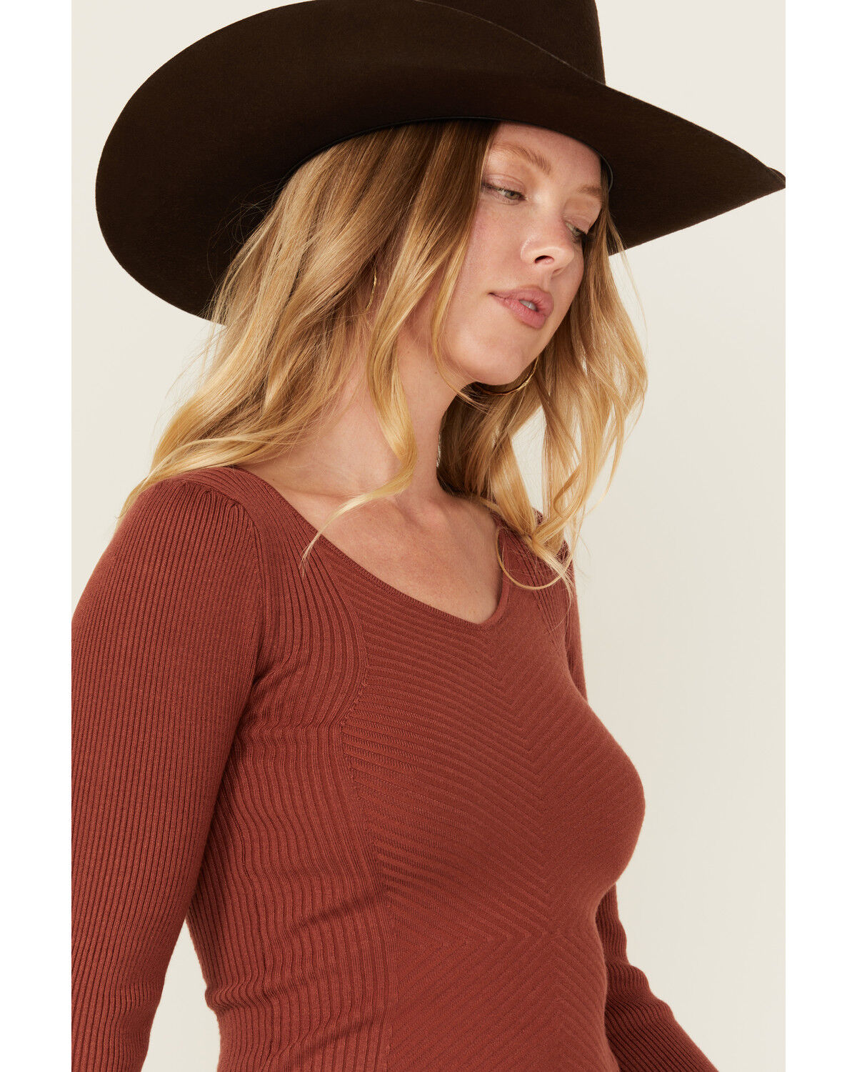 Image #2 - Shyanne Women's Ribbed Long Sleeve Sweater, Mauve, hi-res