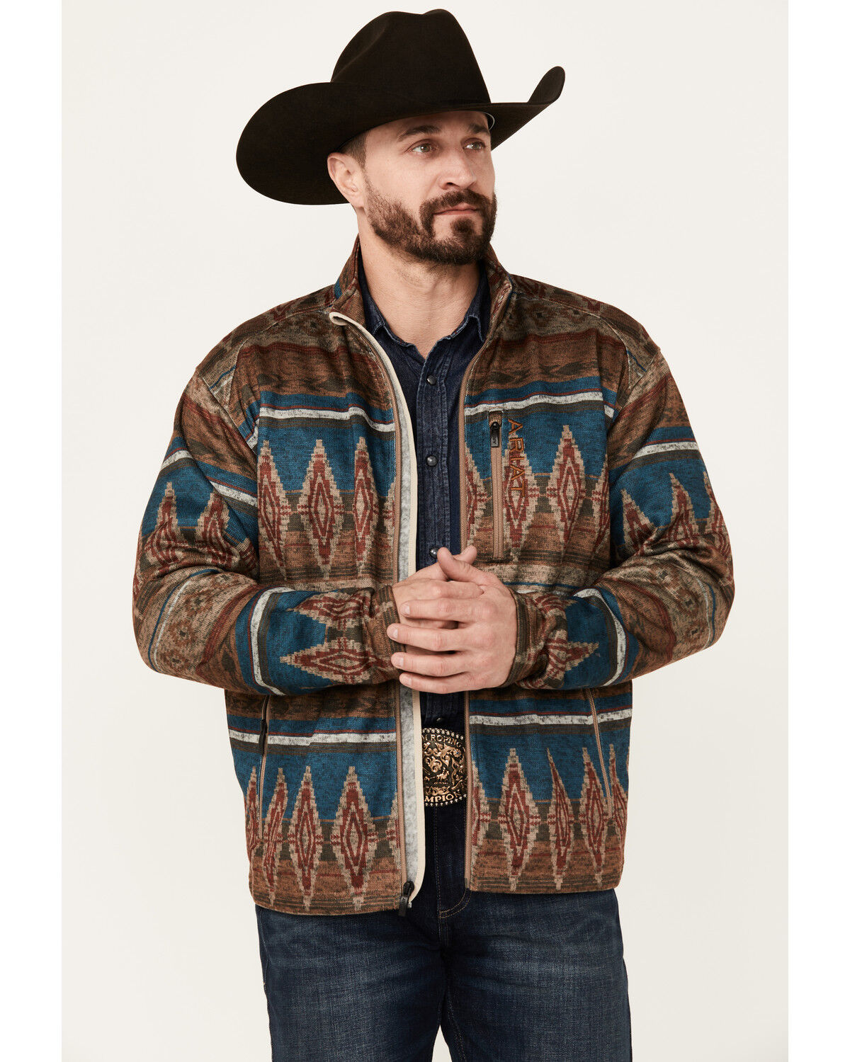Image #1 - Ariat Men's Caldwell Southwestern Print Full Zip Jacket, , hi-res