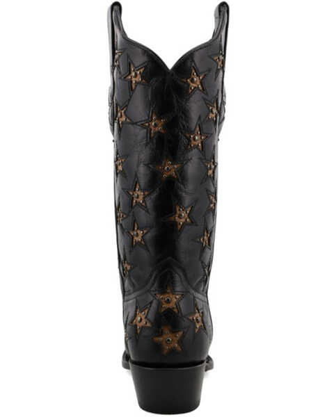 Image #5 - Black Star Women's Marfa Star Inlay Studded Leather Western Boot - Snip Toe , Black, hi-res