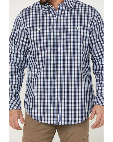 Image #3 - Resistol Men's Haven Small Plaid Print Long Sleeve Button Down Western Shirt , Navy, hi-res