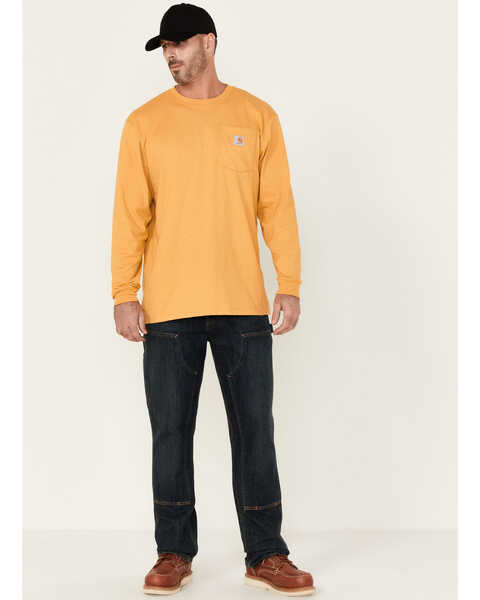 Image #2 - Carhartt Men's Loose Fit Heavyweight Long Sleeve Logo Pocket Work T-Shirt, Yellow, hi-res