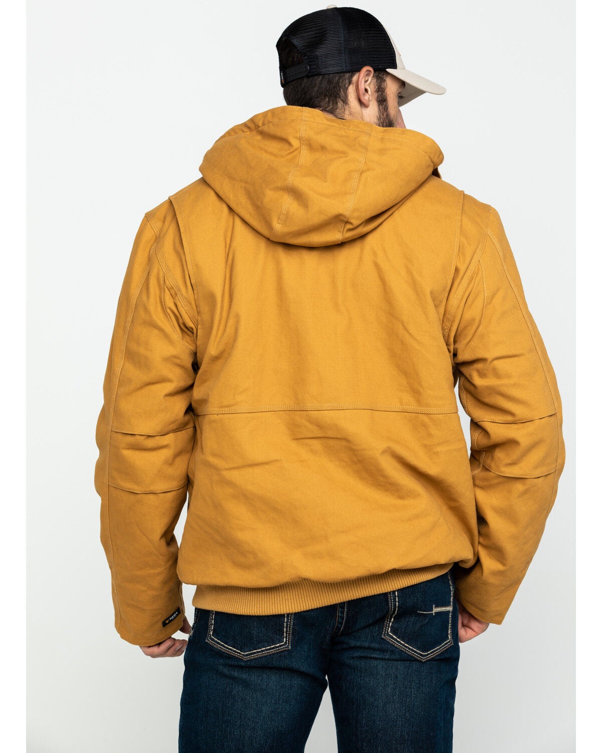 Image #2 - Hawx Men's Brown Canvas Quilted Bi-Swing Hooded Zip Front Work Jacket, , hi-res