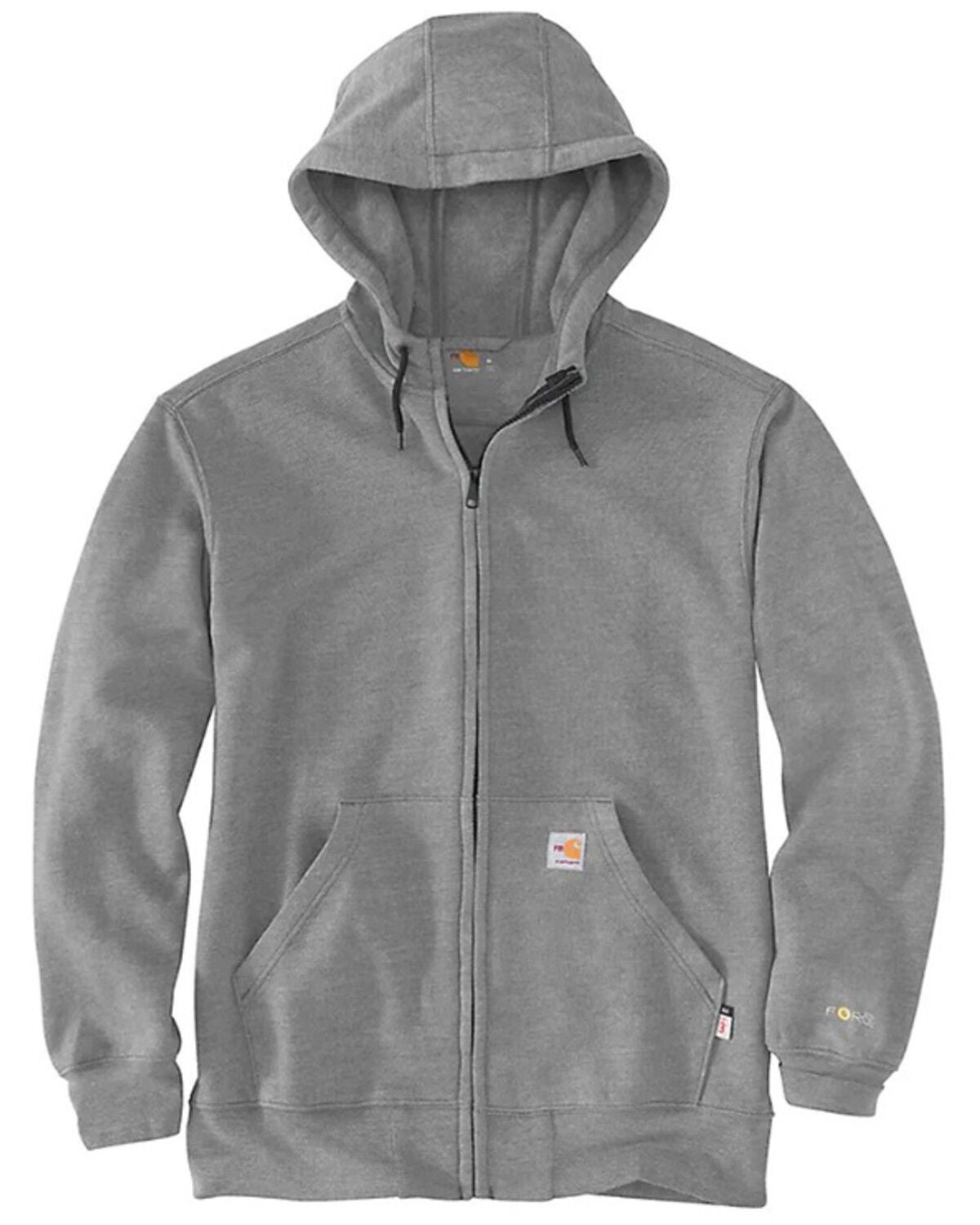 Image #1 - Carhartt Men's FR Force Original Fit Zip-Front Hooded Work Jacket - Big, Grey, hi-res