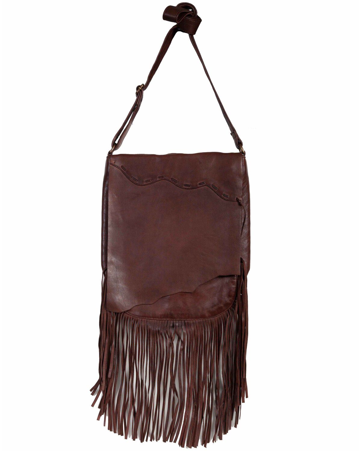 Image #1 - Scully Women's Fringe Leather Handbag, Chocolate, hi-res