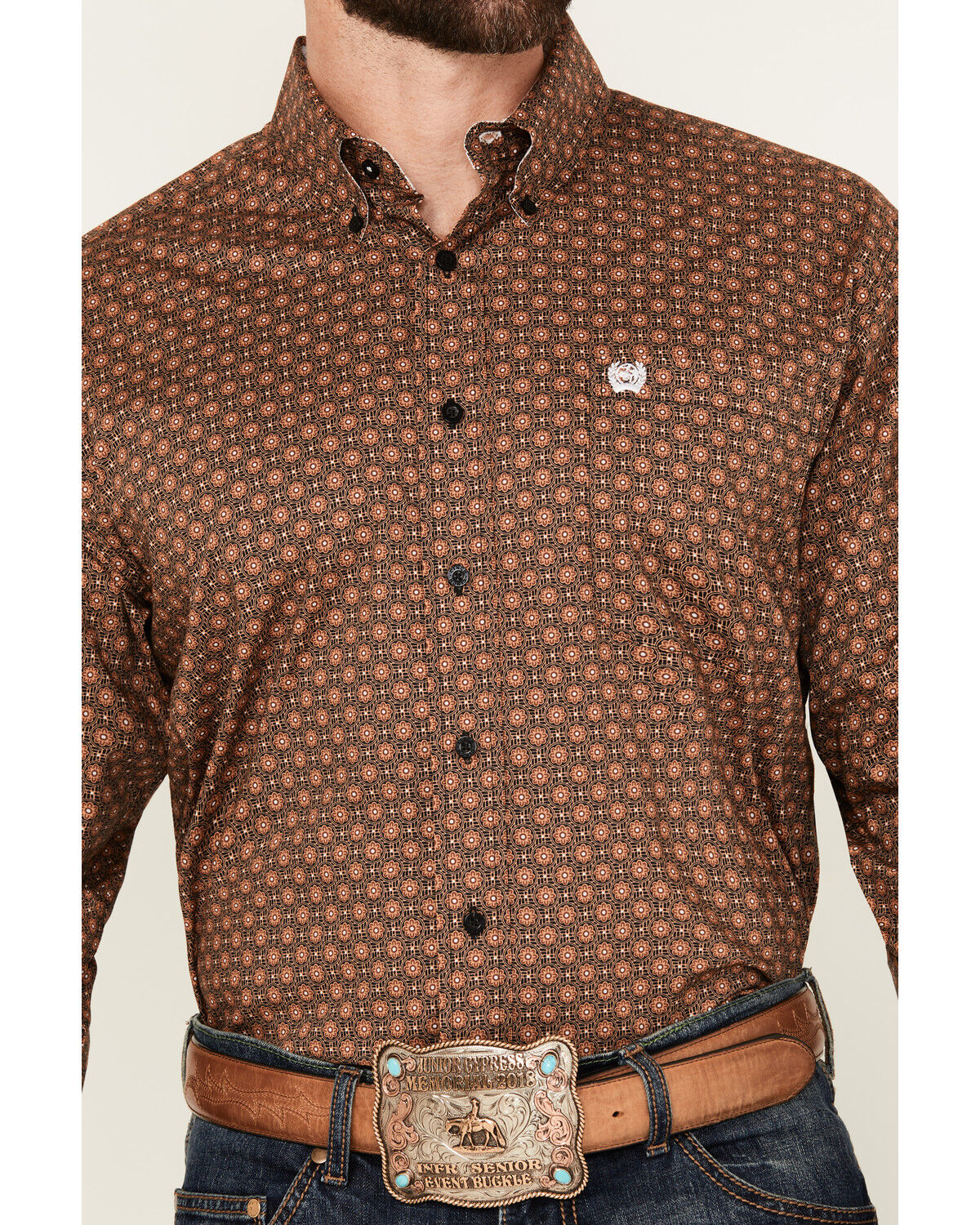 Image #3 - Cinch Men's Floral Geo Print Long Sleeve Button-Down Stretch Western Shirt, Black, hi-res