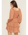 Image #4 - Yura Women's Floral Print Long Sleeve Smocked Mini Dress, Rust Copper, hi-res