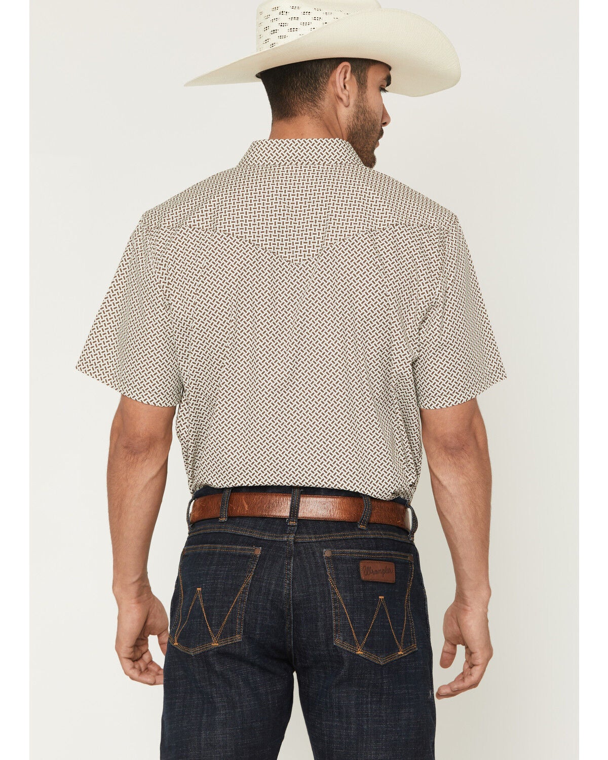 Image #4 - Gibson Trading Co Men's Sedona Tile Geo Print Short Sleeve Snap Western Shirt - Big, Brown, hi-res