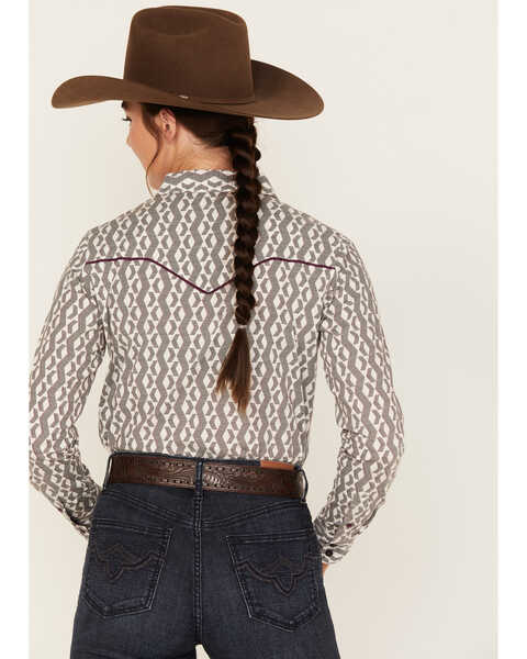 Image #4 - RANK 45® Women's Geo Striped Print Long Sleeve Button-Down Riding Shirt, Ivory, hi-res