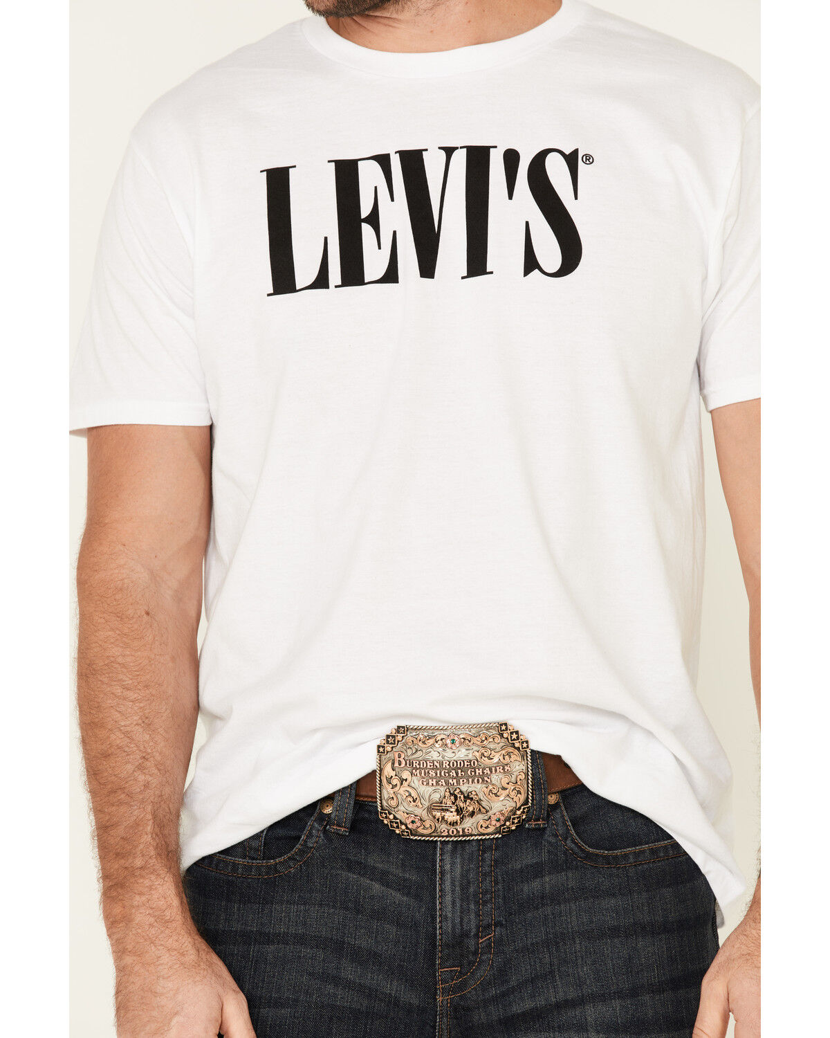 Image #3 - Levi's Men's White Serif Logo Graphic T-Shirt, White, hi-res