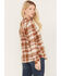 Image #4 - Idyllwind Women's Woodlands Feather Plaid Print Long Sleeve Pearl Snap Western Shirt, Brown, hi-res