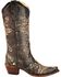 Image #2 - Circle G Women's Crackle Embroidered Western Boots - Snip Toe, Black, hi-res