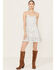 Image #1 - En Creme Women's Abstract Striped Sleeveless Mini Dress, Blue/white, hi-res