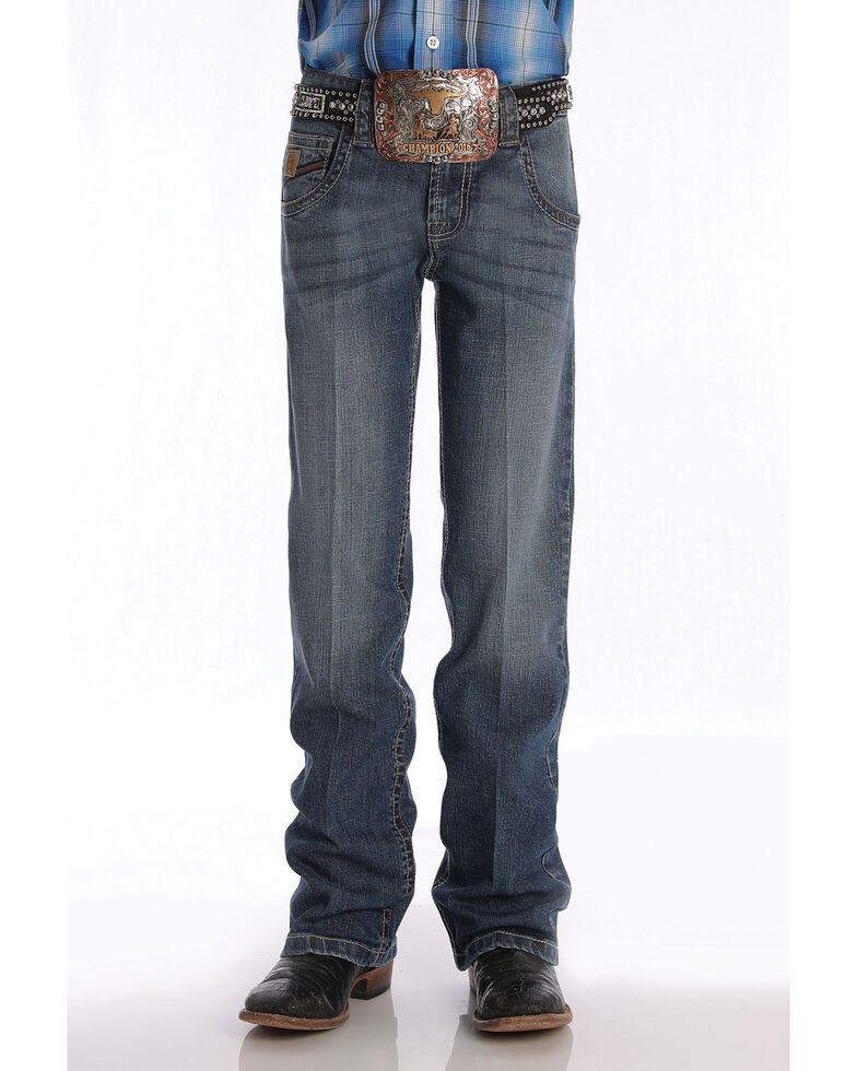 Cinch Boys' Performance Relaxed Boot Jeans , Blue, hi-res