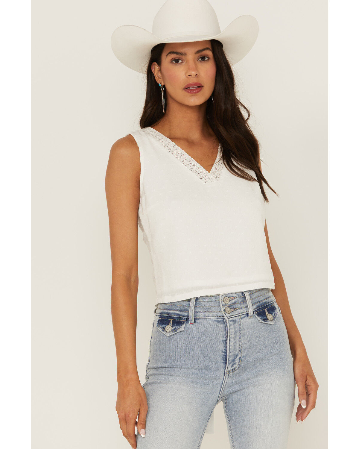 Image #4 - Idyllwind Women's Quail Ridge Lace Back Top, White, hi-res