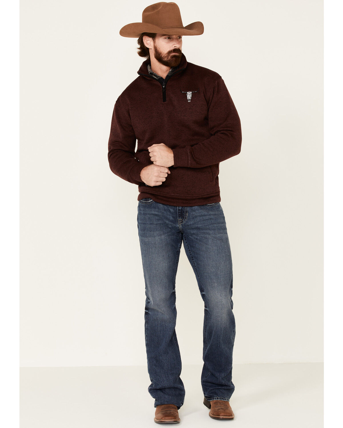 mens western fleece pullover
