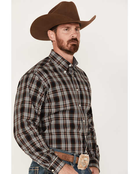 Image #2 - Cinch Men's Plaid Print Long Sleeve Button-Down Western Shirt , Brown, hi-res