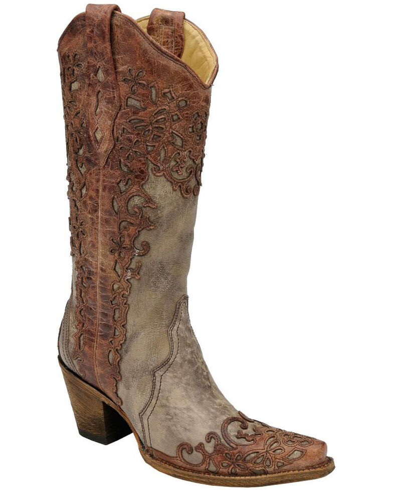 Corral Laser Overlay Cowgirl Boots - Snip Toe - Country Outfitter