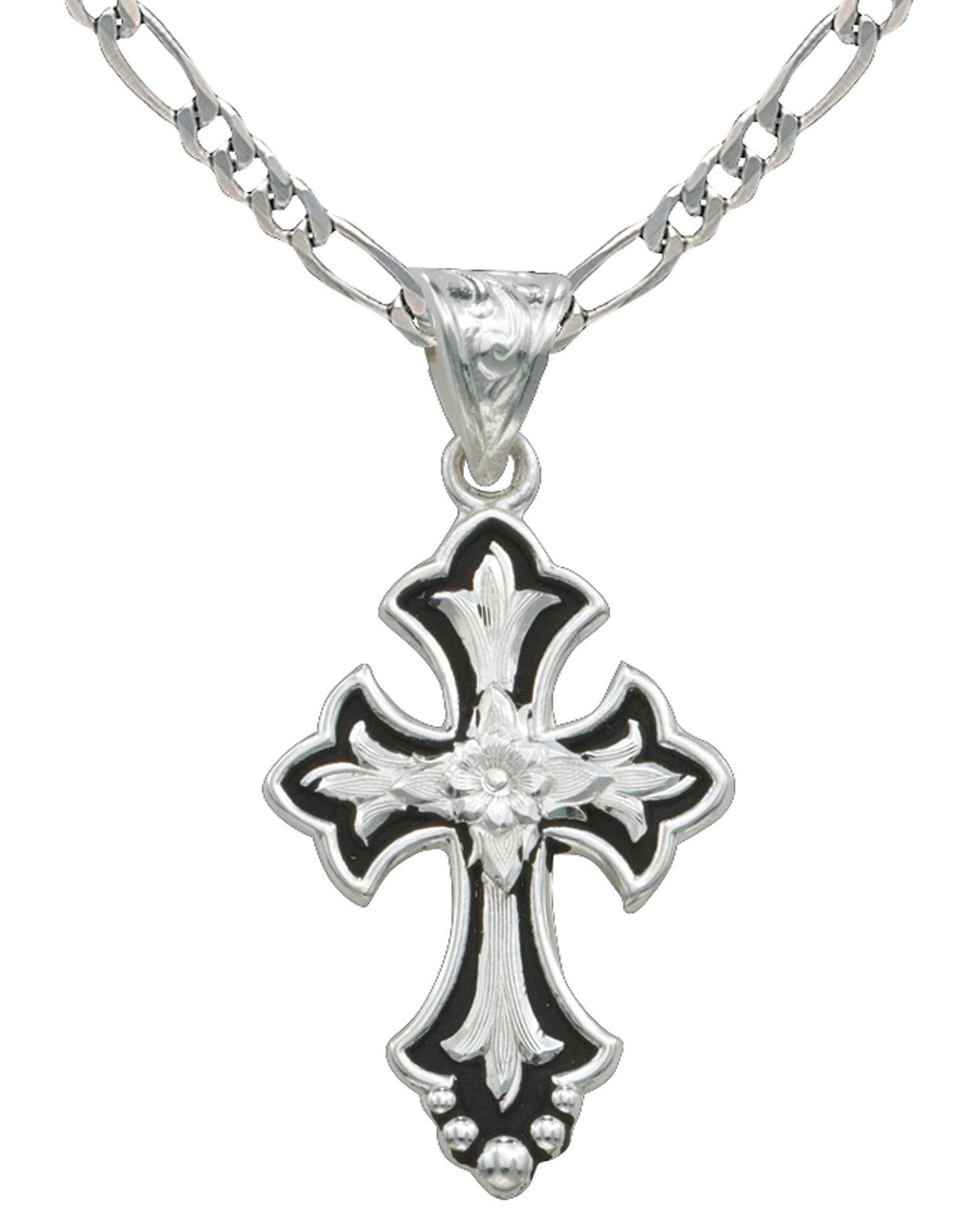 Image #2 - Montana Silversmiths Women's Silver & Black Filigree Cross Necklace, Silver, hi-res