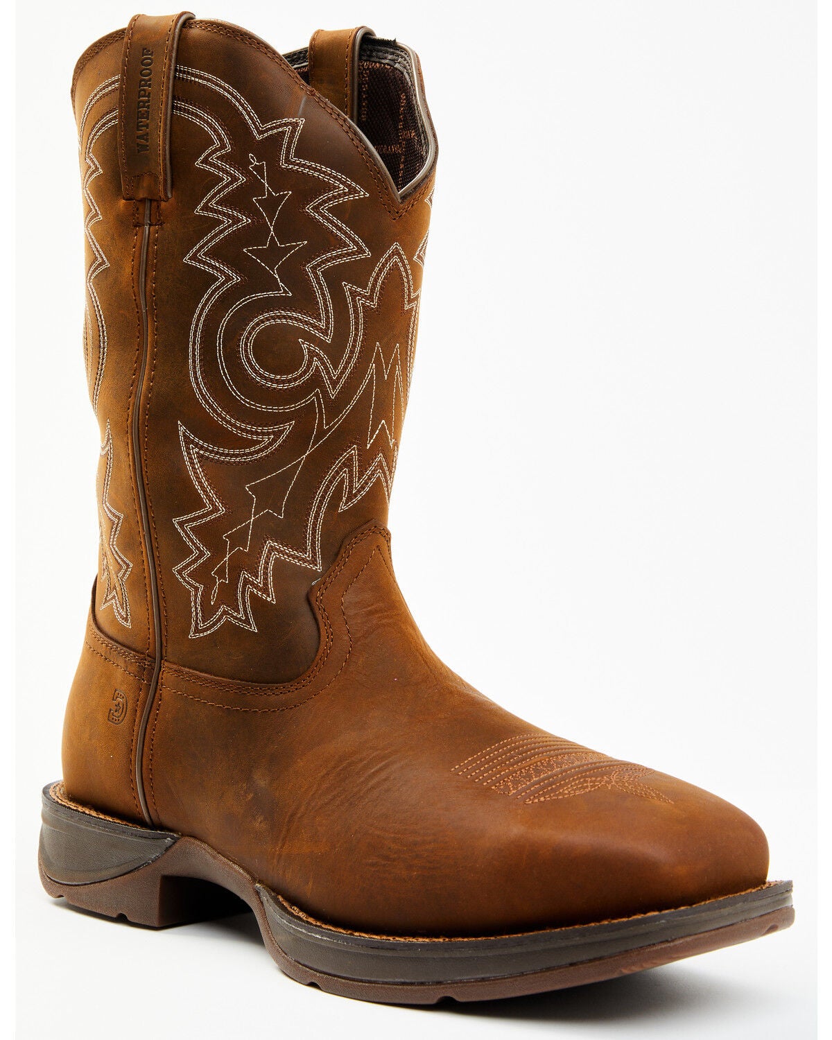 Durango Men's Rebel Pull On Waterproof Work Western Boots - Steel Toe, Brown, hi-res