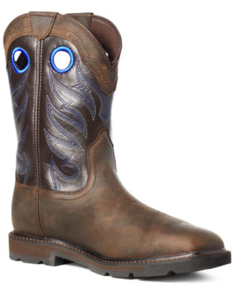 Ariat Men's Dark Brown Groundwork Western Work Boots - Steel Toe, Brown, hi-res