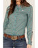 Image #3 - Cinch Women's Tile Print Long Sleeve Button Down Western Core Shirt, Green, hi-res