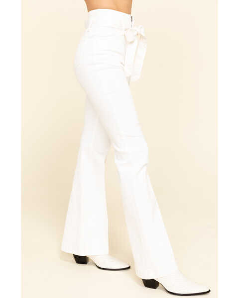 Image #3 - Flying Tomato Women's Tie Front Flare Jeans, White, hi-res