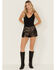 Image #1 - Wonderwest Women's Macrame Foiled Suede Shorts, Black, hi-res