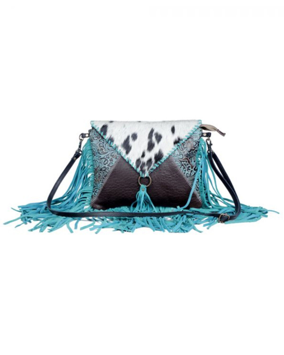 Image #1 - Myra Bag Women's Effervescence Leather & Hair-on Tooled Bag, Turquoise, hi-res