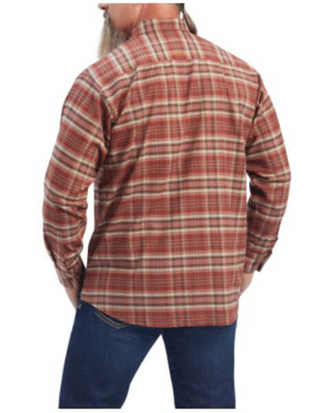 Image #2 - Ariat Men's Rebar Plaid DuraStretch Button Down Flannel Work Shirt , Burgundy, hi-res