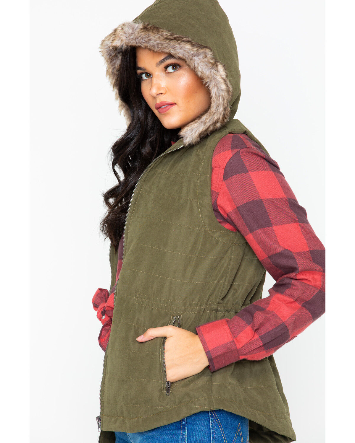Image #3 - Jack By BB Dakota Women's Hey-Ya Hooded Vest, Olive, hi-res