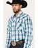 Image #2 - Roper Men's Large Plaid Print Long Sleeve Snap Western Shirt, Blue, hi-res