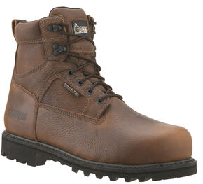 Rocky Exertion 6" Waterproof Work Boots - Steel Toe, Brown, hi-res