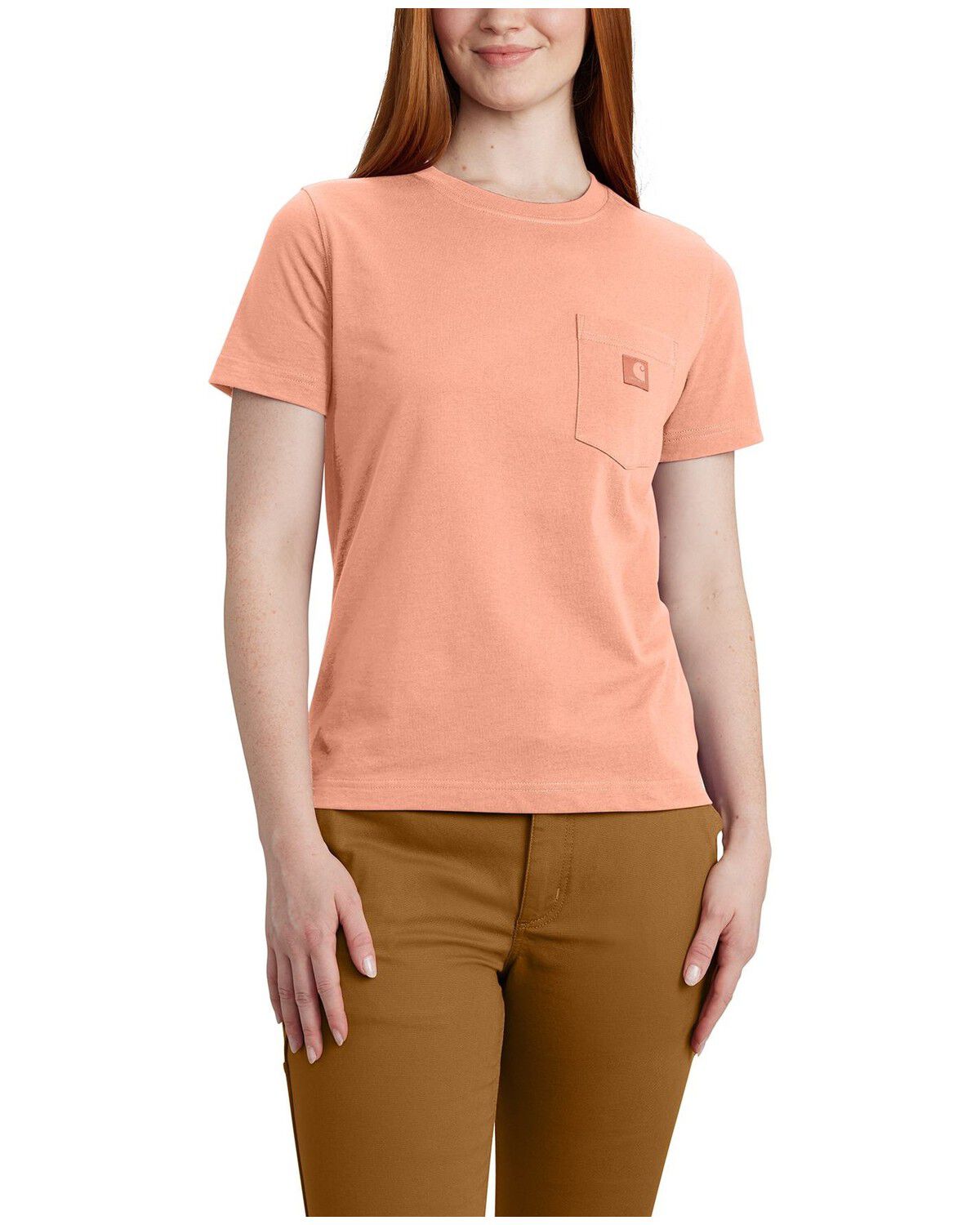 Image #1 - Carhartt Women's Relaxed Fit Lightweight Short Sleeve Pocket Tee, Light Pink, hi-res