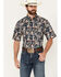 Image #1 - Ariat Men's Omer Print Fitted Short Sleeve Button-Down Western Shirt, Dark Blue, hi-res